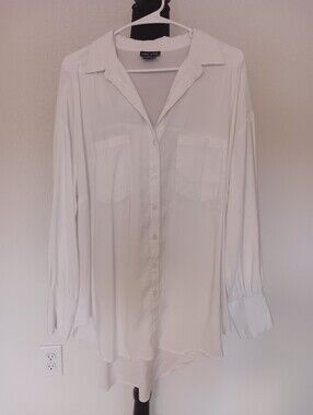 City Chic $99 Oversized White Button Down Shirt Sz S/16  XL EUC